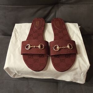 Gucci Women's Burgundy Slide Sandals Size 8.5
